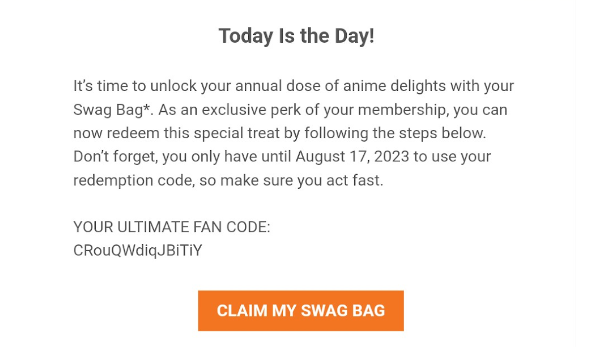 Does anybody know what the swag bag is? : r/Crunchyroll